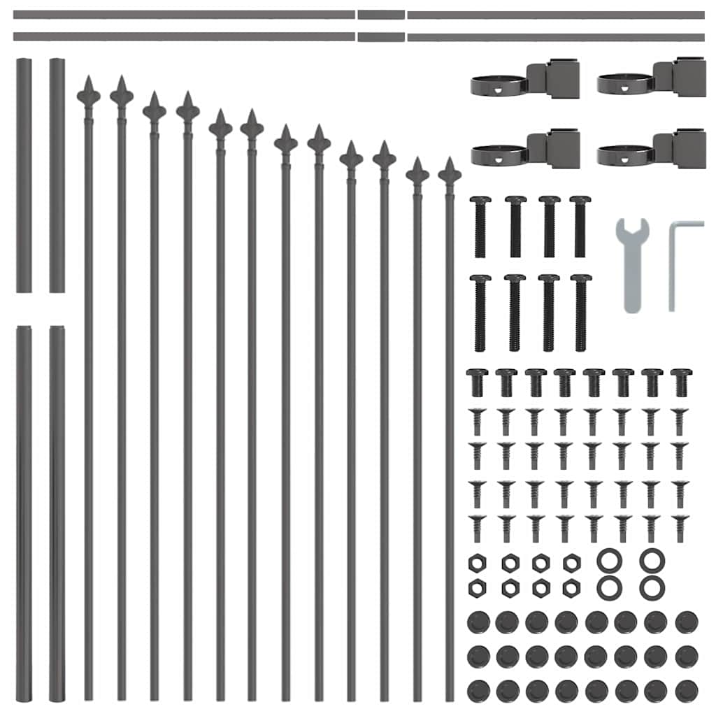 Φράχτης κήπου vidaXL με καμπυλωτή κορυφή, Γκρι, 8,5x1 μ, Χάλυβας