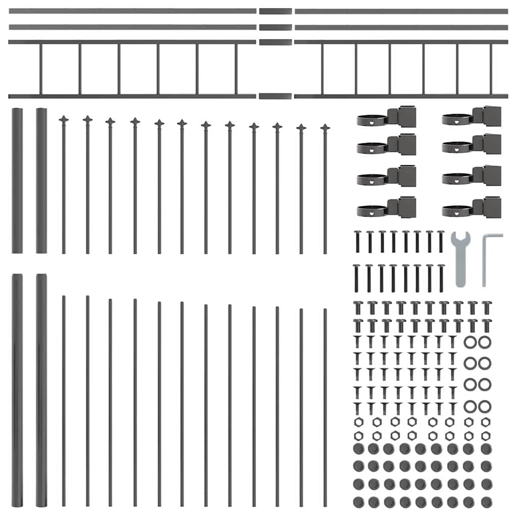 vidaXL Φράκτης Κήπου με Καπάκι Λαβής Γκρι 8,5x2 μ Χάλυβας