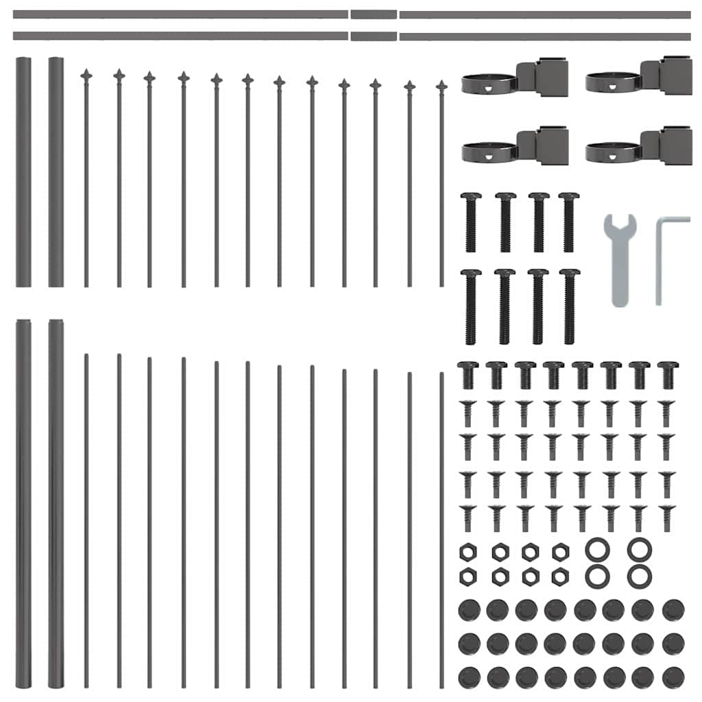 vidaXL Κήπος Φράχτης Σχέδιο Hoop Γκρι 10,2x1,25 μ Χάλυβας