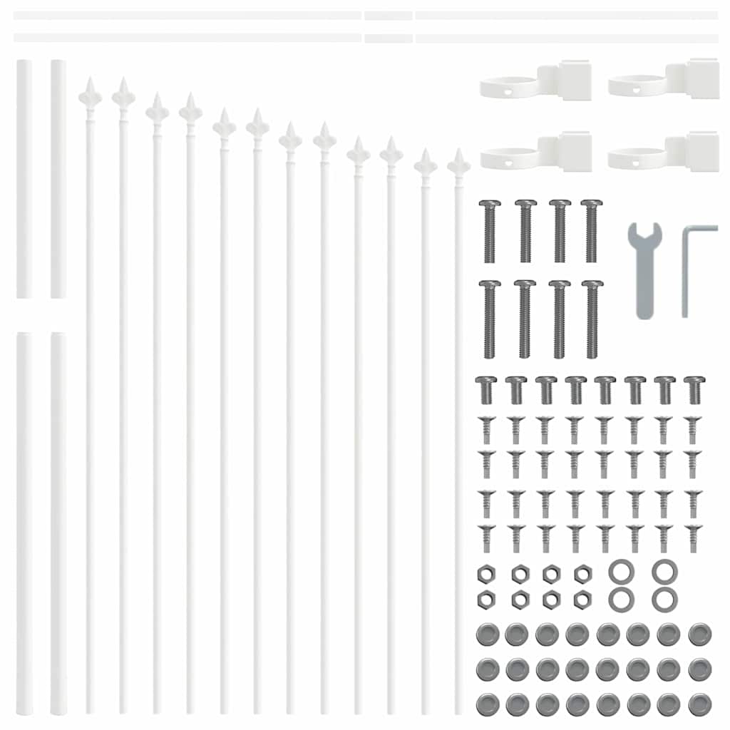 vidaXL Φράχτης Κήπου με Τοπ Χοπ Λευκό 3,4x1 μ Χάλυβας