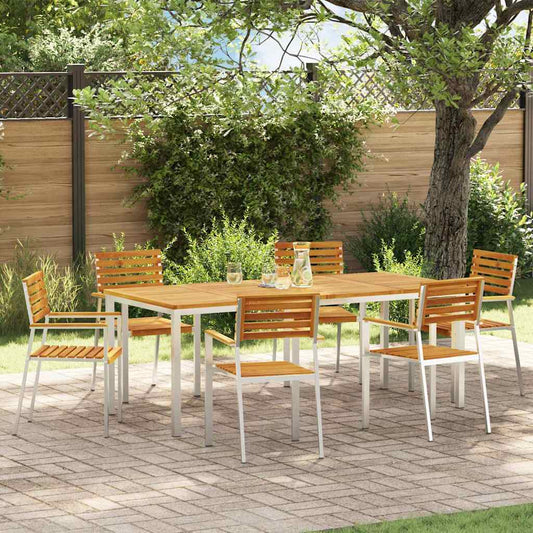 vidaXL Σέτ φαγητού για κήπο 7 pcs Καφέ Στερεό Ξύλο Ακακίας