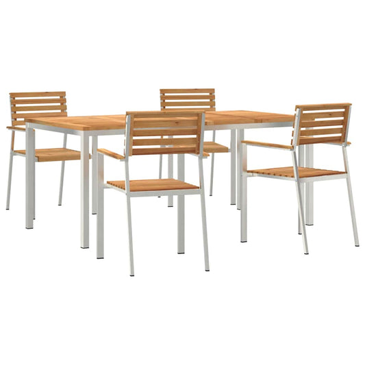 vidaXL Σέτ φαγητού για κήπο 5 pcs Καφέ Στερεό Ξύλο Τίκ