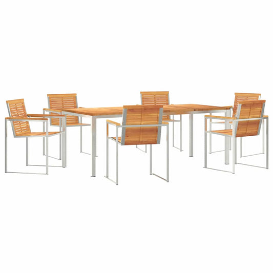 vidaXL Σέτ φαγητού για κήπο 7 pcs Καφέ Στερεό Ξύλο Ακακίας