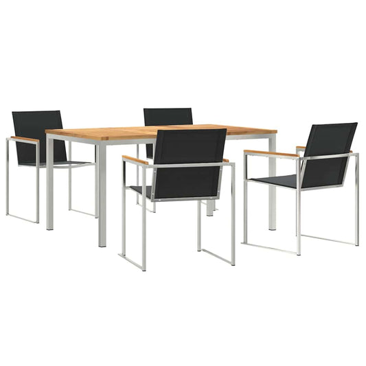 vidaXL Σετ 5 Τεμαχίων Τραπέζι Κήπου Μασίφ Ξύλο Teak