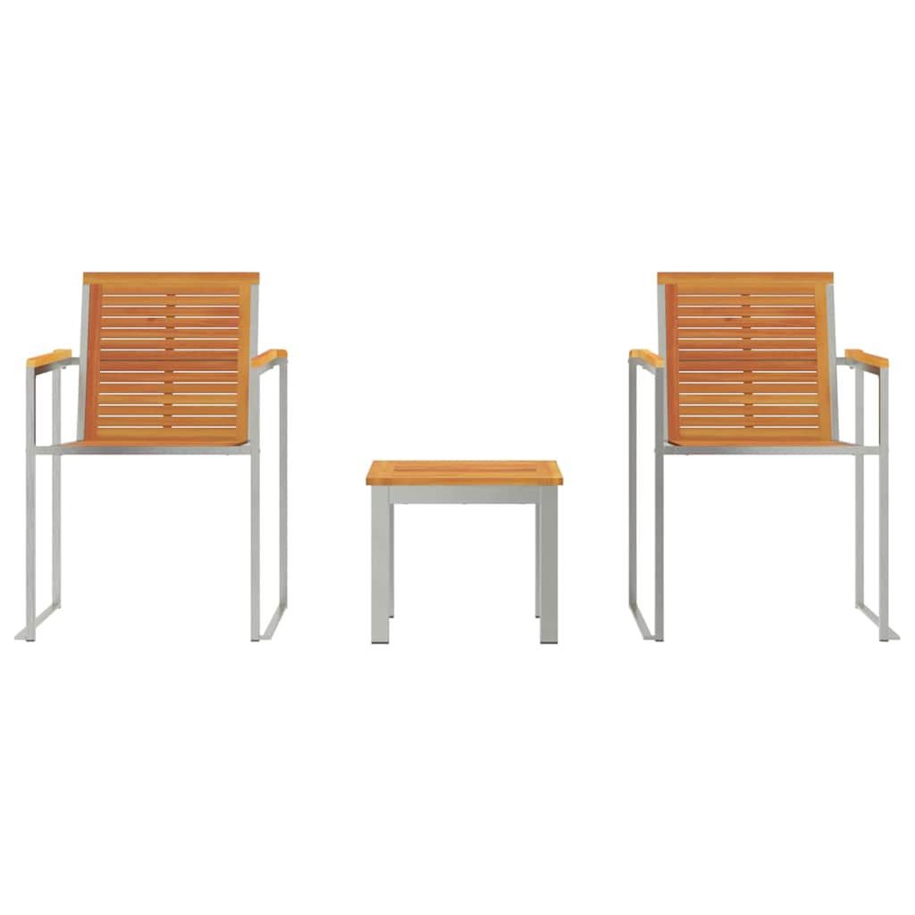 vidaXL Ξαπλώστρα με Καρέκλες Κήπου 3 τεμ Μασίφ Ξύλο Ακακίας