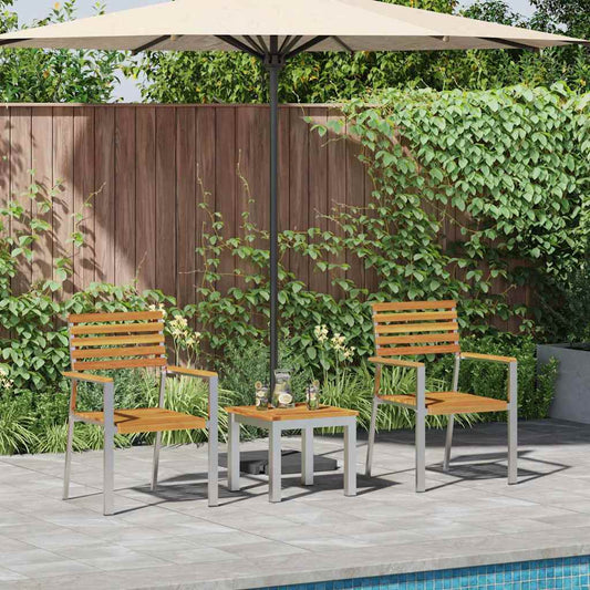 vidaXL 3 Τεμάχιο Σετ Τραπεζαρίας Κήπου Μασίφ Ξύλο Ακακίας