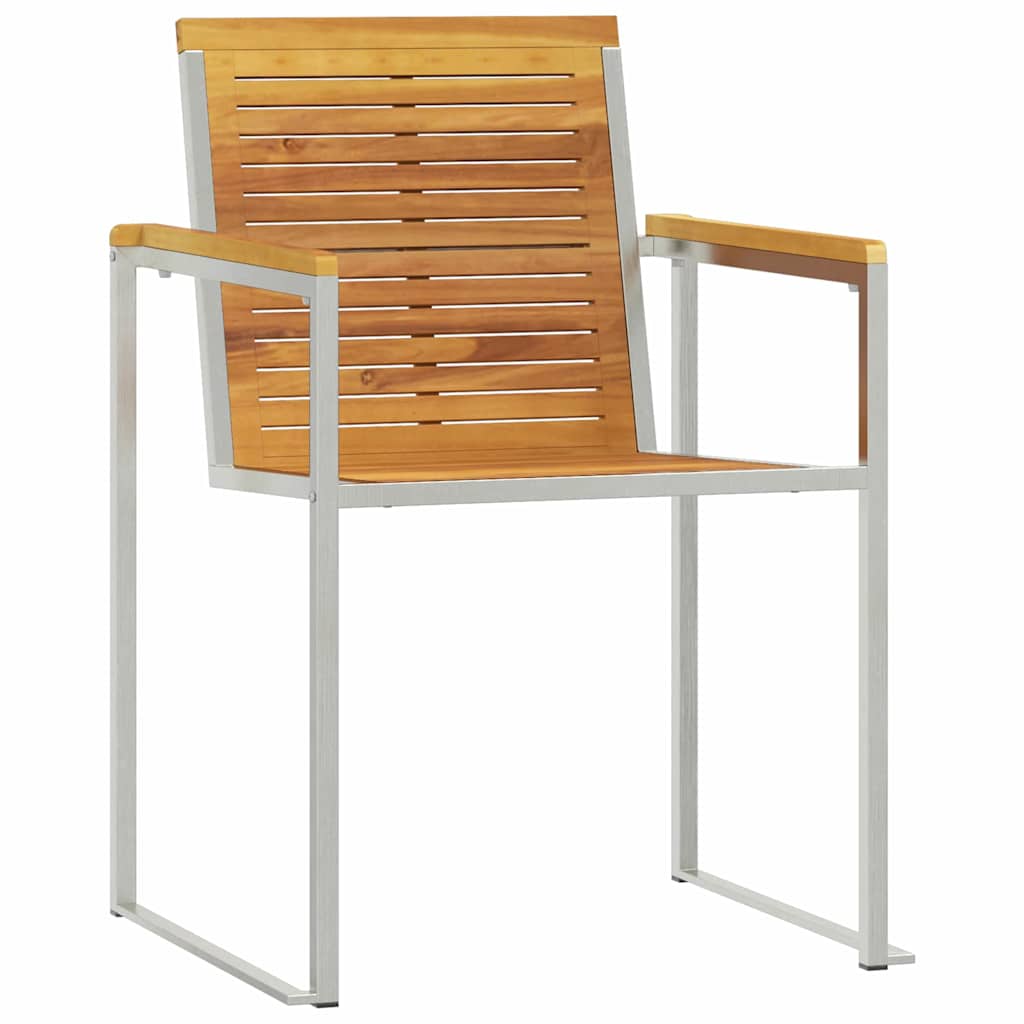 vidaXL Ξαπλώστρα με Καρέκλες Κήπου 3 τμχ Μασίφ Ξύλο Teak