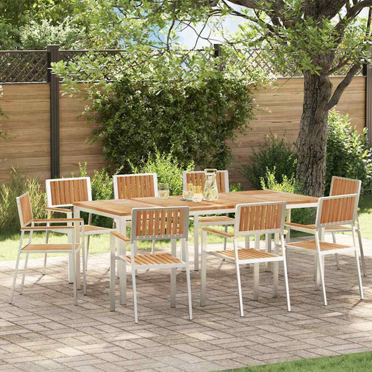 vidaXL Καρέκλα Κήπου 8 pcs Στερεό Τεϊκ Ξύλο και Ανοξείδωτο Ατσάλι