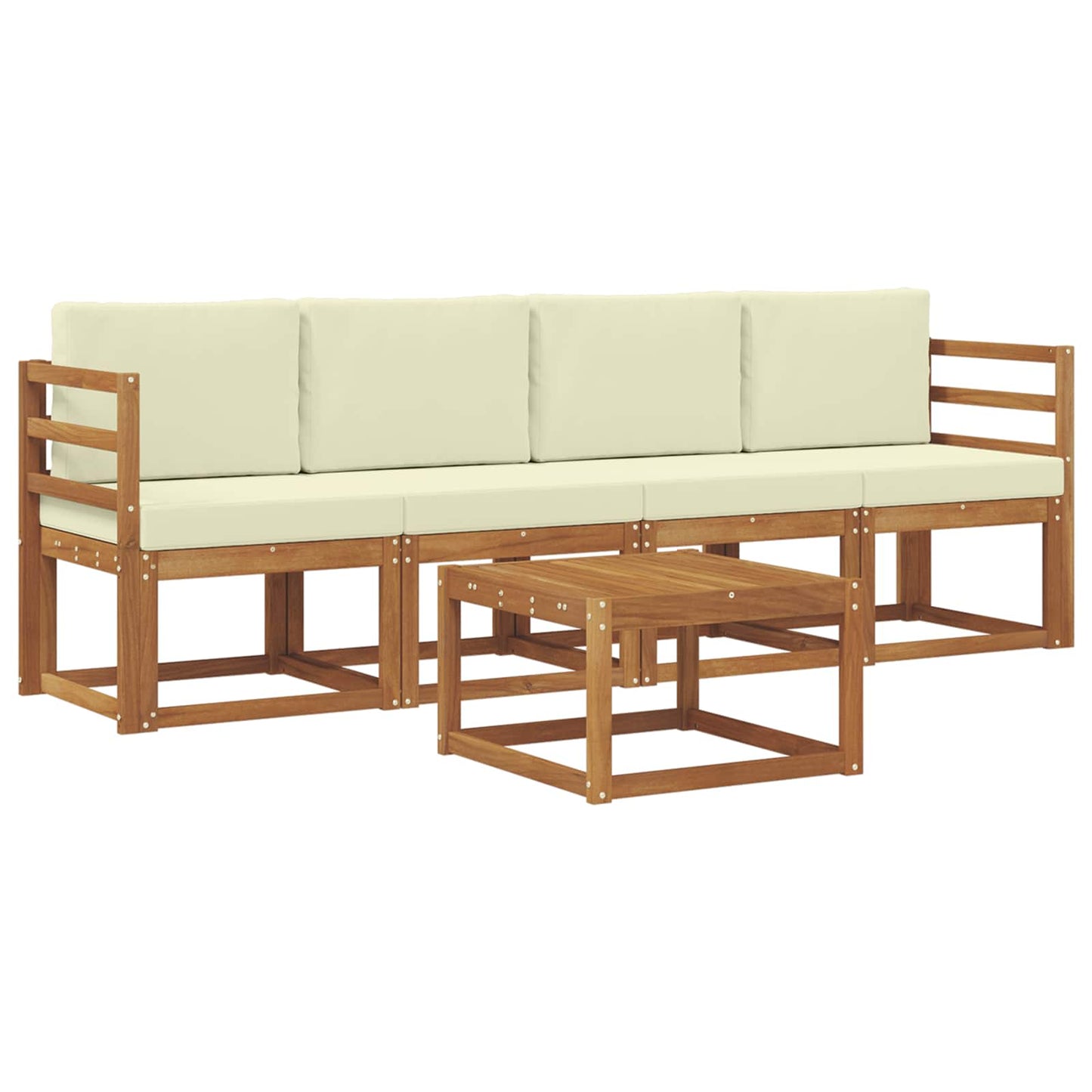 vidaXL Σειρά Καναπέ Εξωτερικού με μαξιλάρι 5 pcs Φυσικό και Κρέμα