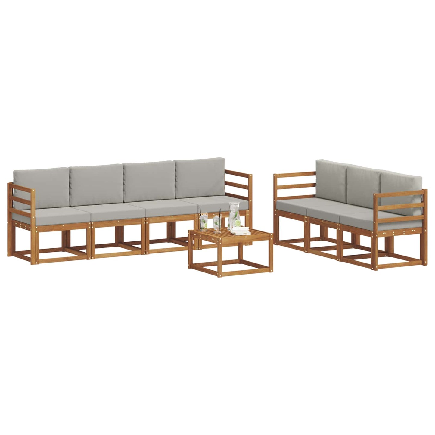 vidaXL Σειρά Καναπέ Εξωτερικού 8 pcs Φυσικό και Ανοιχτό Γκρι