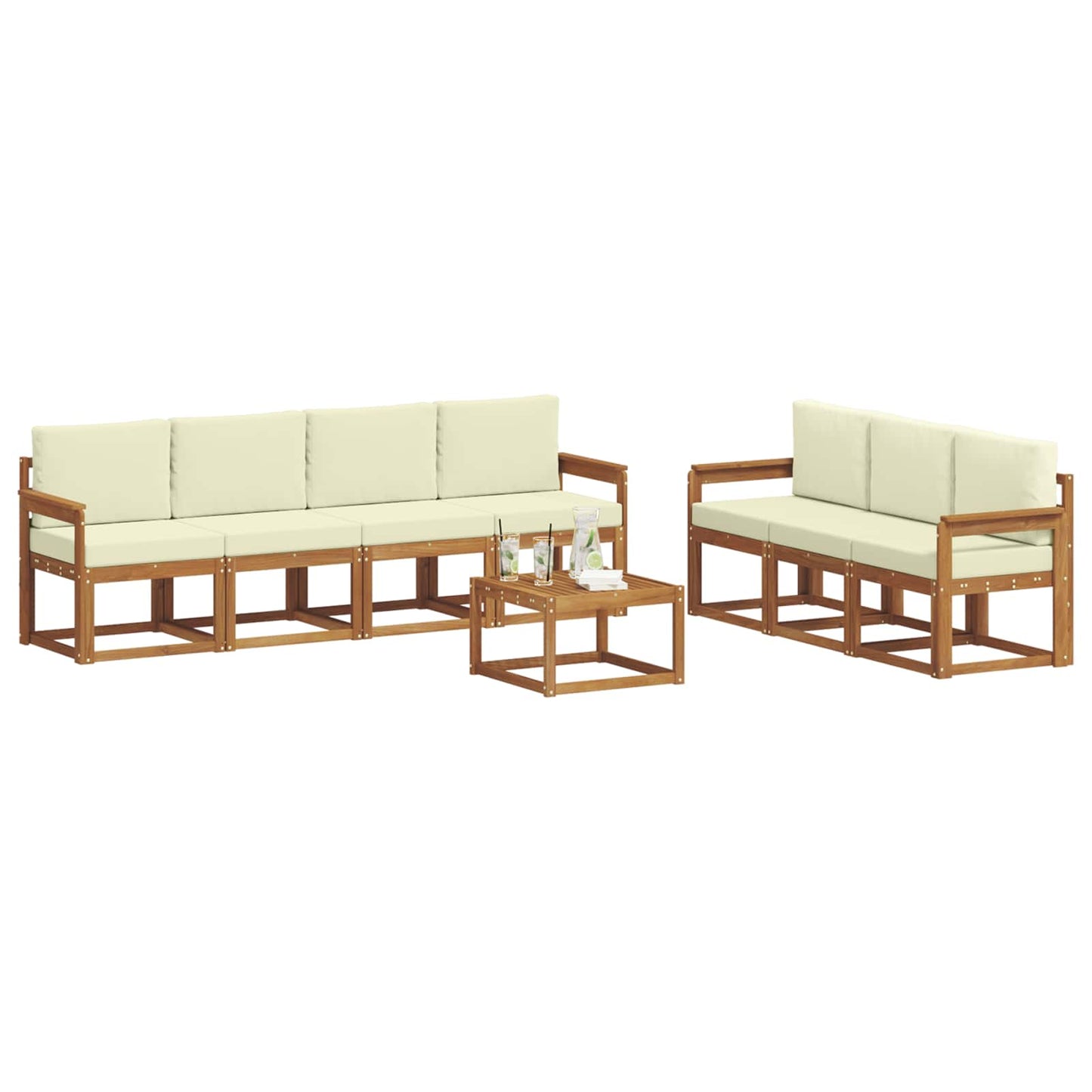 vidaXL Σειρά Καναπέ Εξωτερικού με μαξιλάρι 8 pcs Φυσικό και Κρέμα