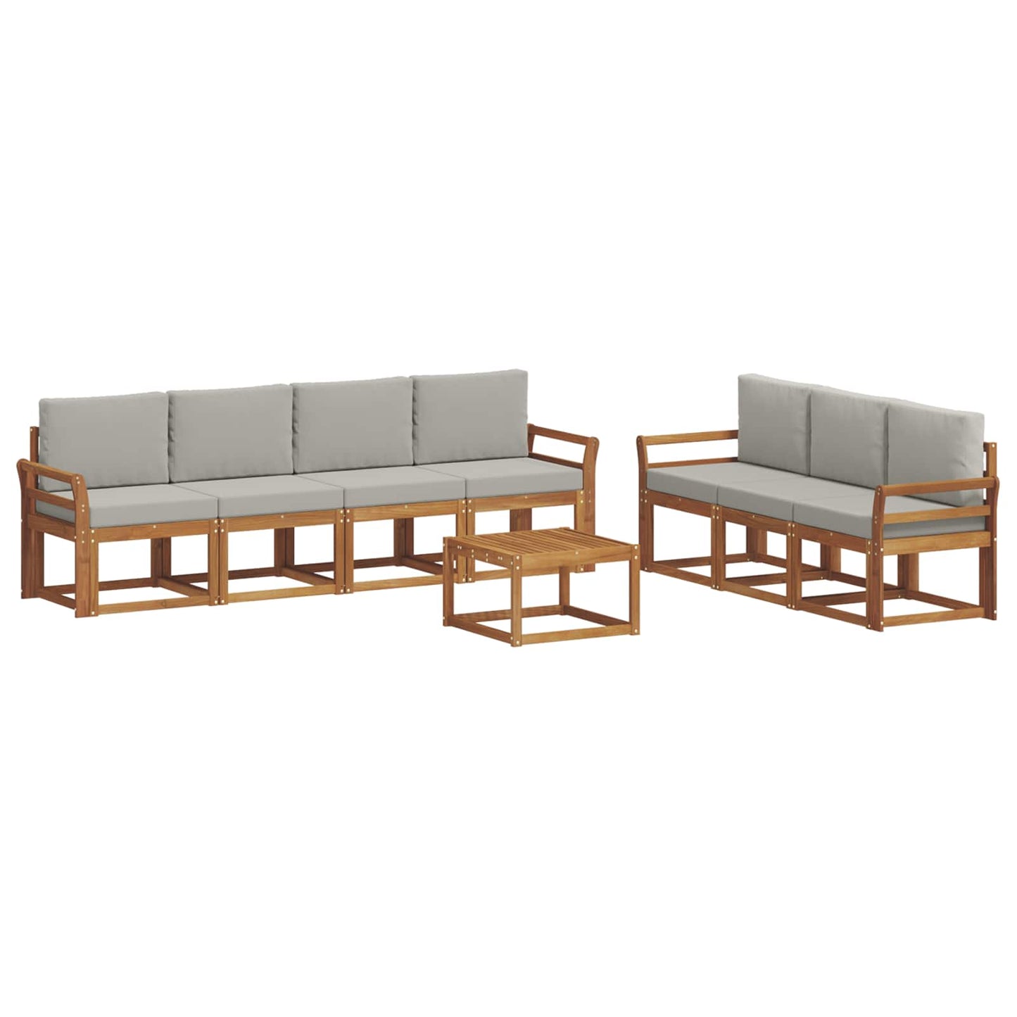 vidaXL Σειρά Καναπέ Εξωτερικού 8 pcs Φυσικό και Ανοιχτό Γκρι