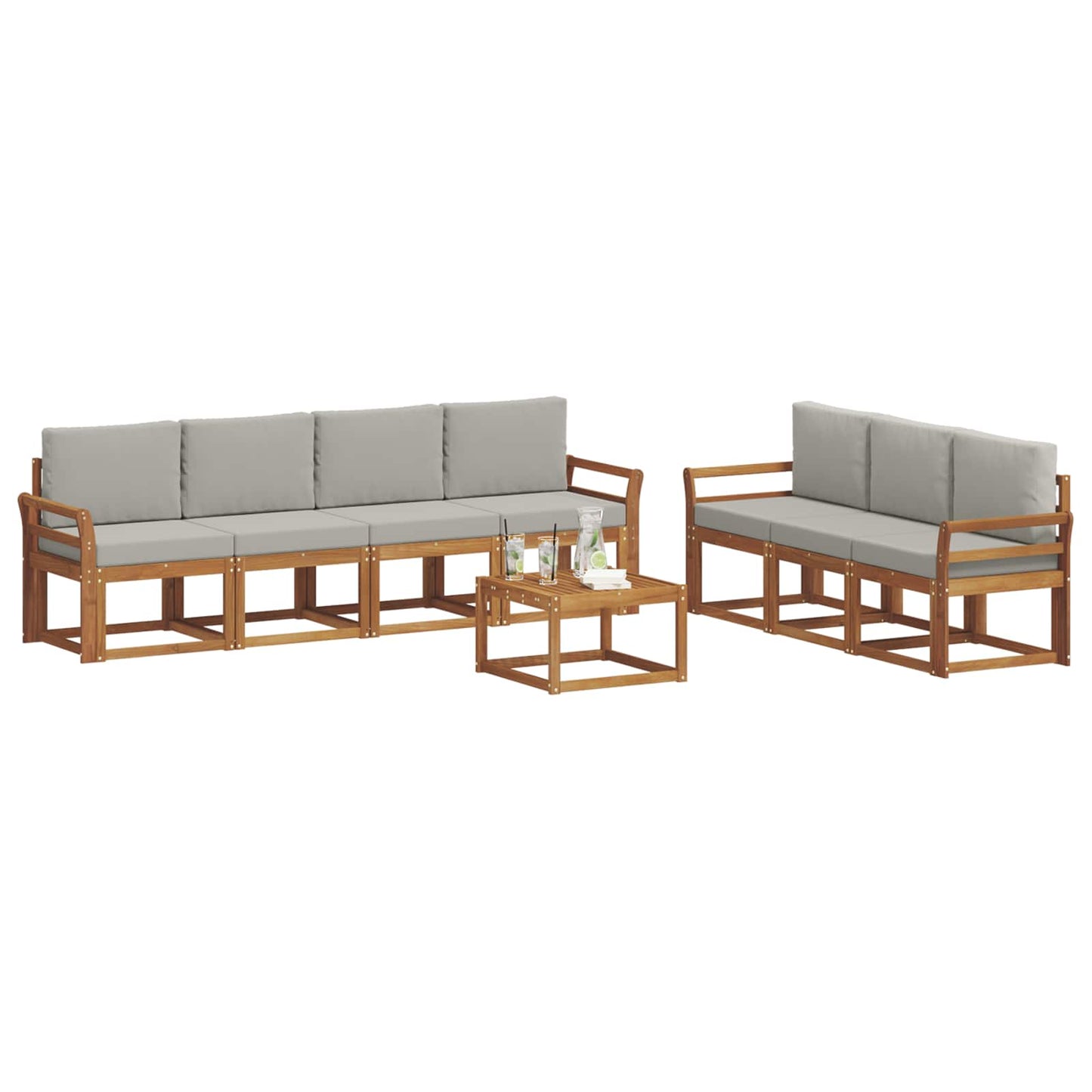 vidaXL Σειρά Καναπέ Εξωτερικού 8 pcs Φυσικό και Ανοιχτό Γκρι