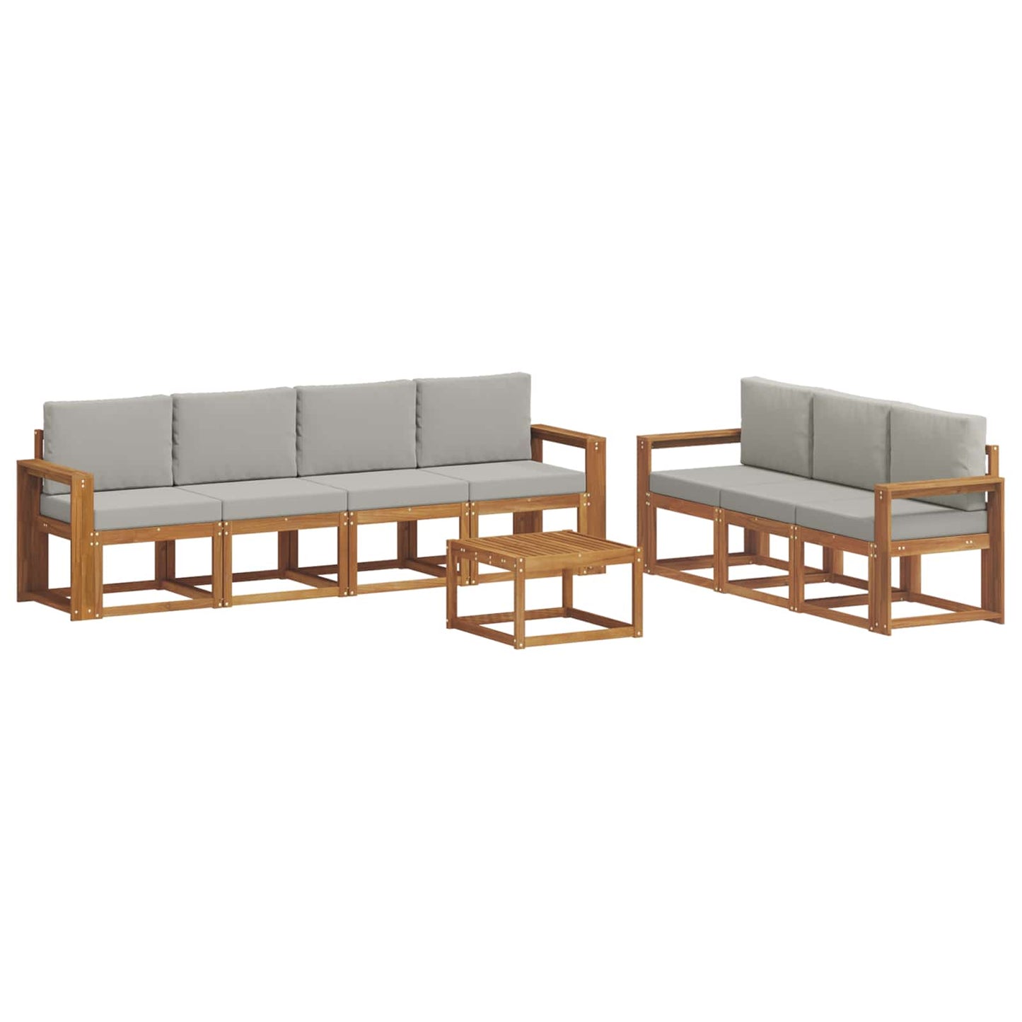 vidaXL Σειρά Καναπέ Εξωτερικού 8 pcs Φυσικό και Ανοιχτό Γκρι