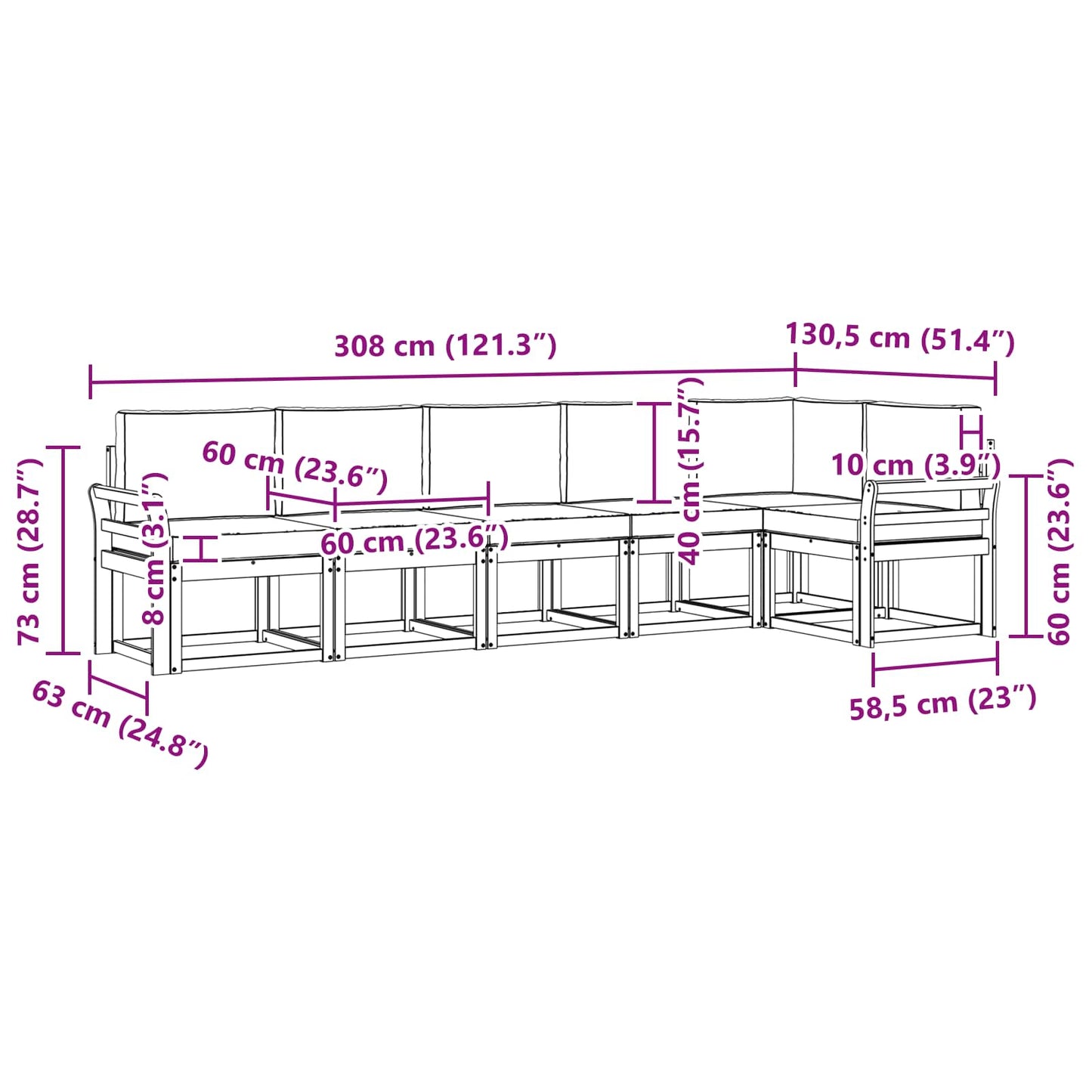 vidaXL Σειρά Καναπέ Εξωτερικού με μαξιλάρι 6 pcs Φυσικό και Κρέμα
