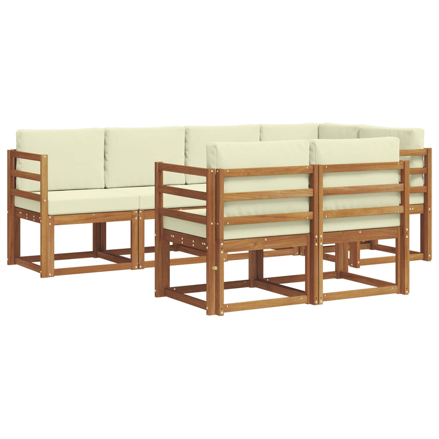 vidaXL Σειρά Καναπέ Εξωτερικού με μαξιλάρι 7 pcs Φυσικό και Κρέμα