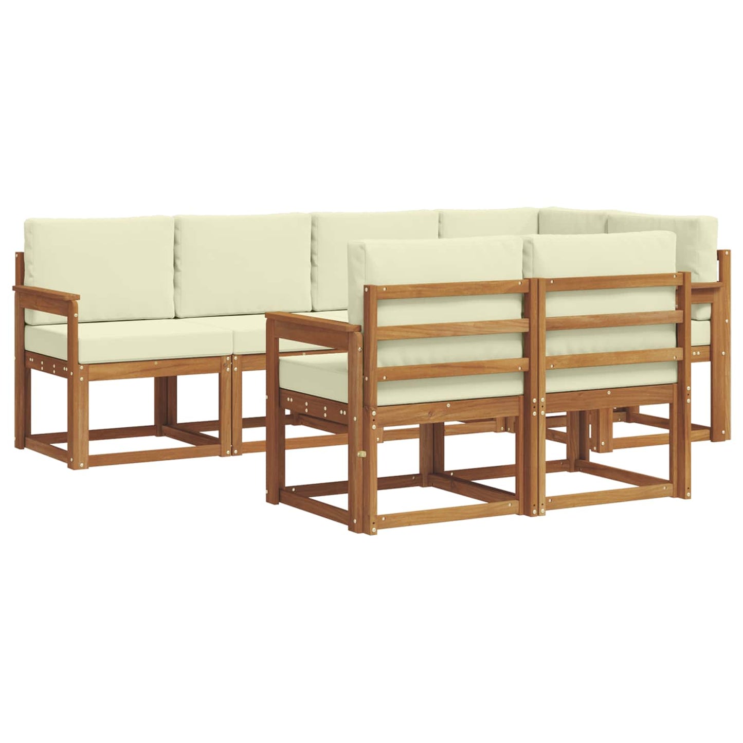 vidaXL Σειρά Καναπέ Εξωτερικού με μαξιλάρι 7 pcs Φυσικό και Κρέμα