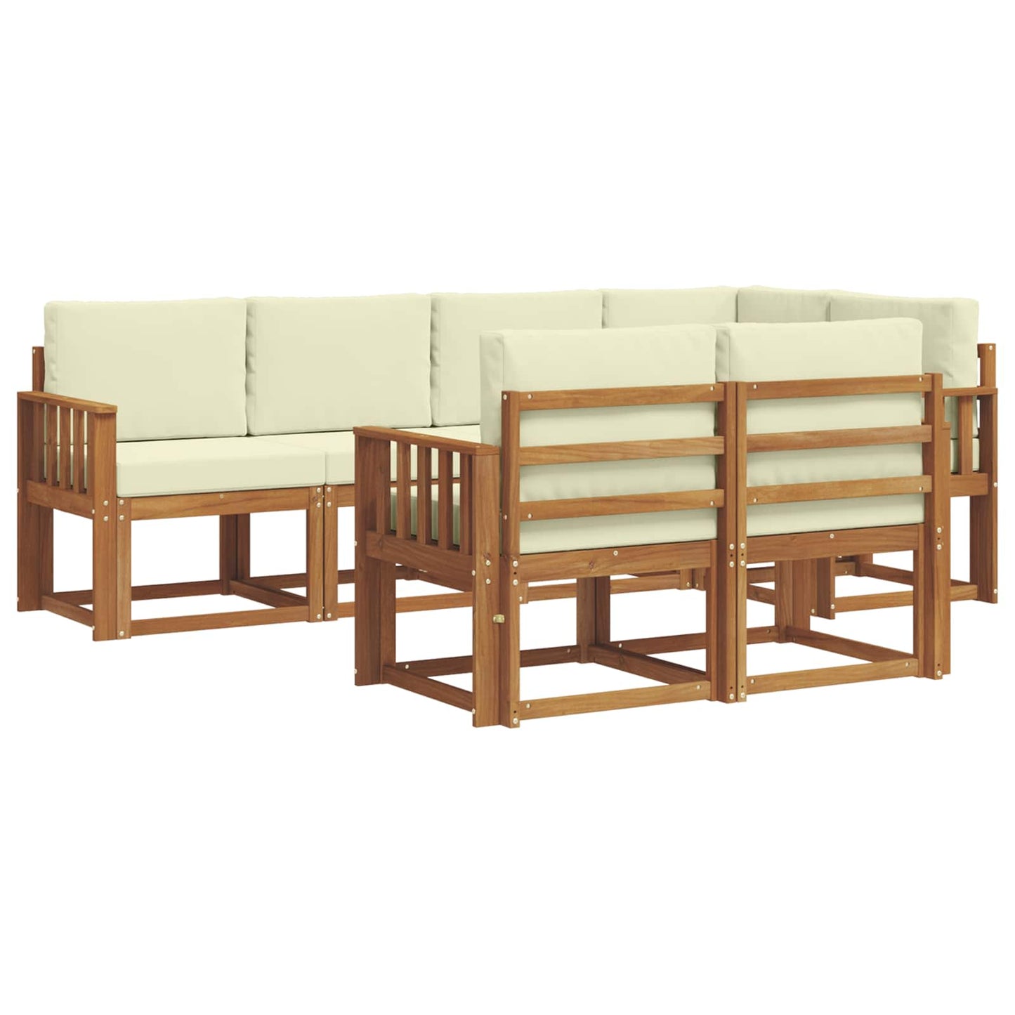 vidaXL Σειρά Καναπέ Εξωτερικού με μαξιλάρι 7 pcs Φυσικό και Κρέμα