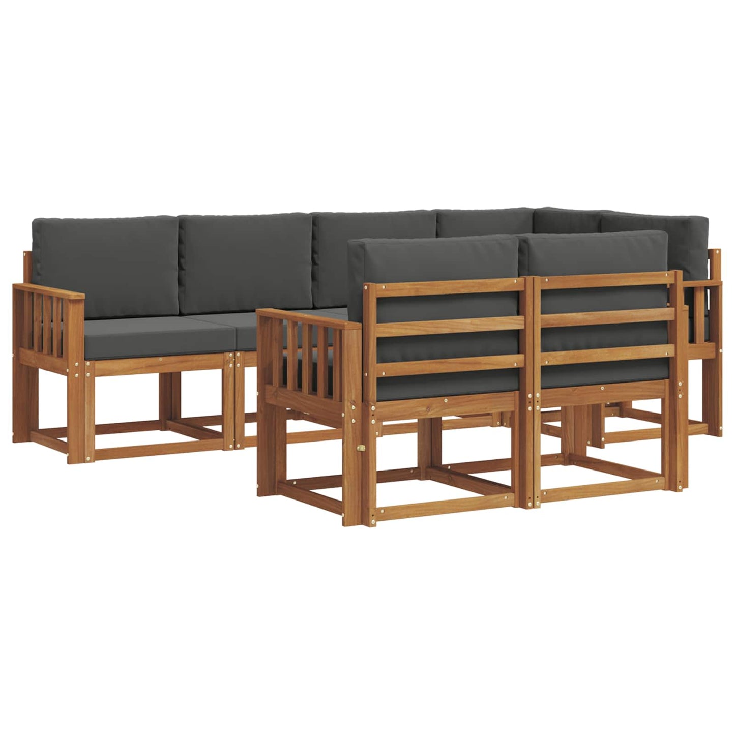 vidaXL Σειρά Καναπέ Εξωτερικού με μαξιλάρι 7 pcs Φυσικό και Ανθρακί