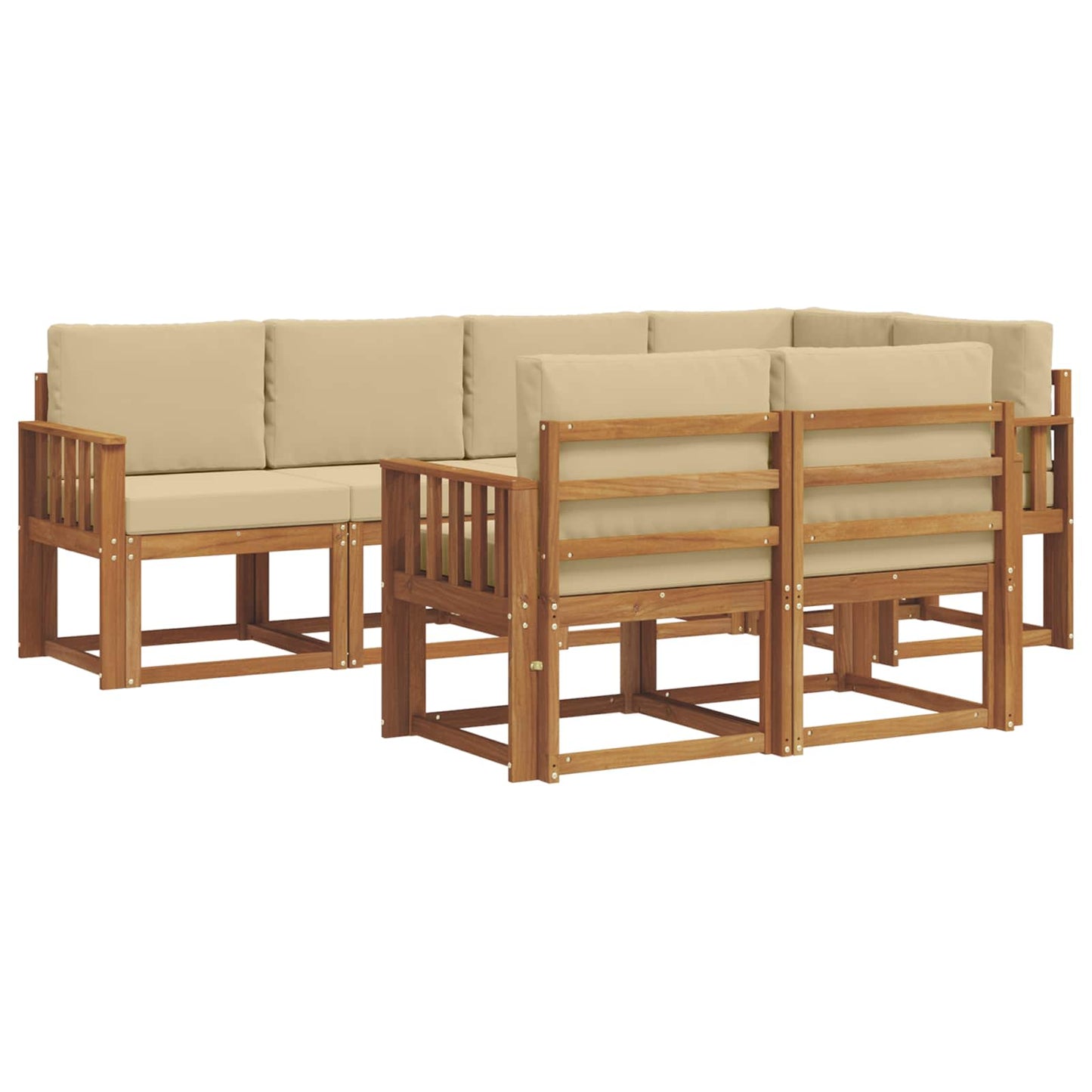 vidaXL Σειρά Καναπέ Εξωτερικού με μαξιλάρι 7 pcs Φυσικό και Μπεζ