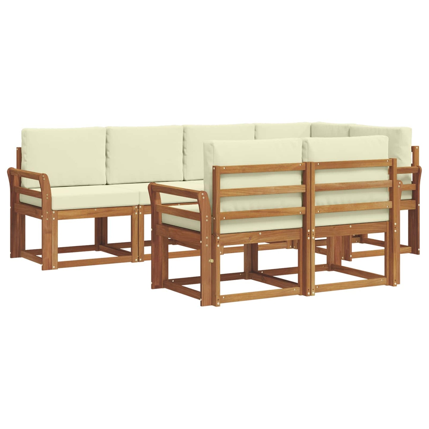vidaXL Σειρά Καναπέ Εξωτερικού με μαξιλάρι 7 pcs Φυσικό και Κρέμα