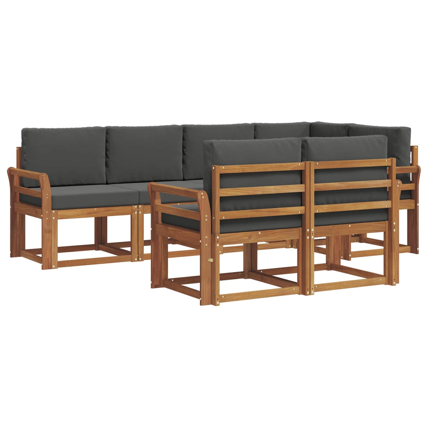 vidaXL Σειρά Καναπέ Εξωτερικού με μαξιλάρι 7 pcs Φυσικό και Ανθρακί