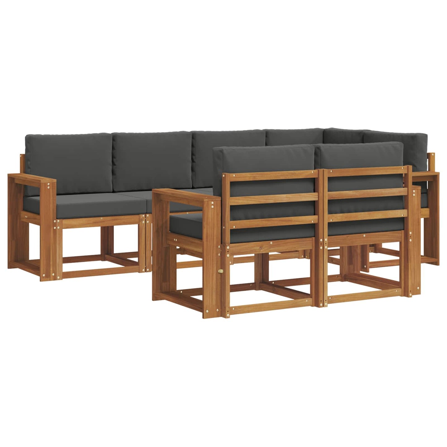 vidaXL Σειρά Καναπέ Εξωτερικού με μαξιλάρι 7 pcs Φυσικό και Ανθρακί