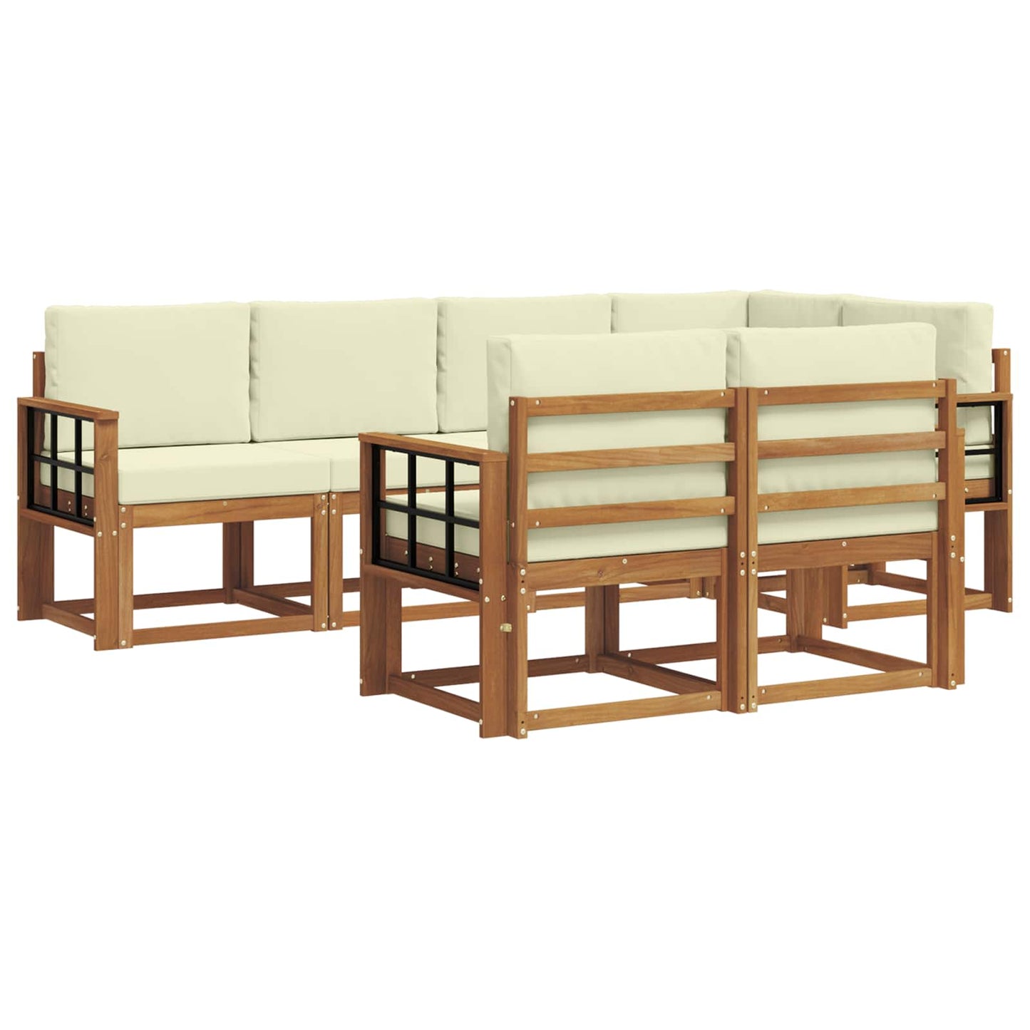 vidaXL Σειρά Καναπέ Εξωτερικού με μαξιλάρι 7 pcs Φυσικό και Κρέμα