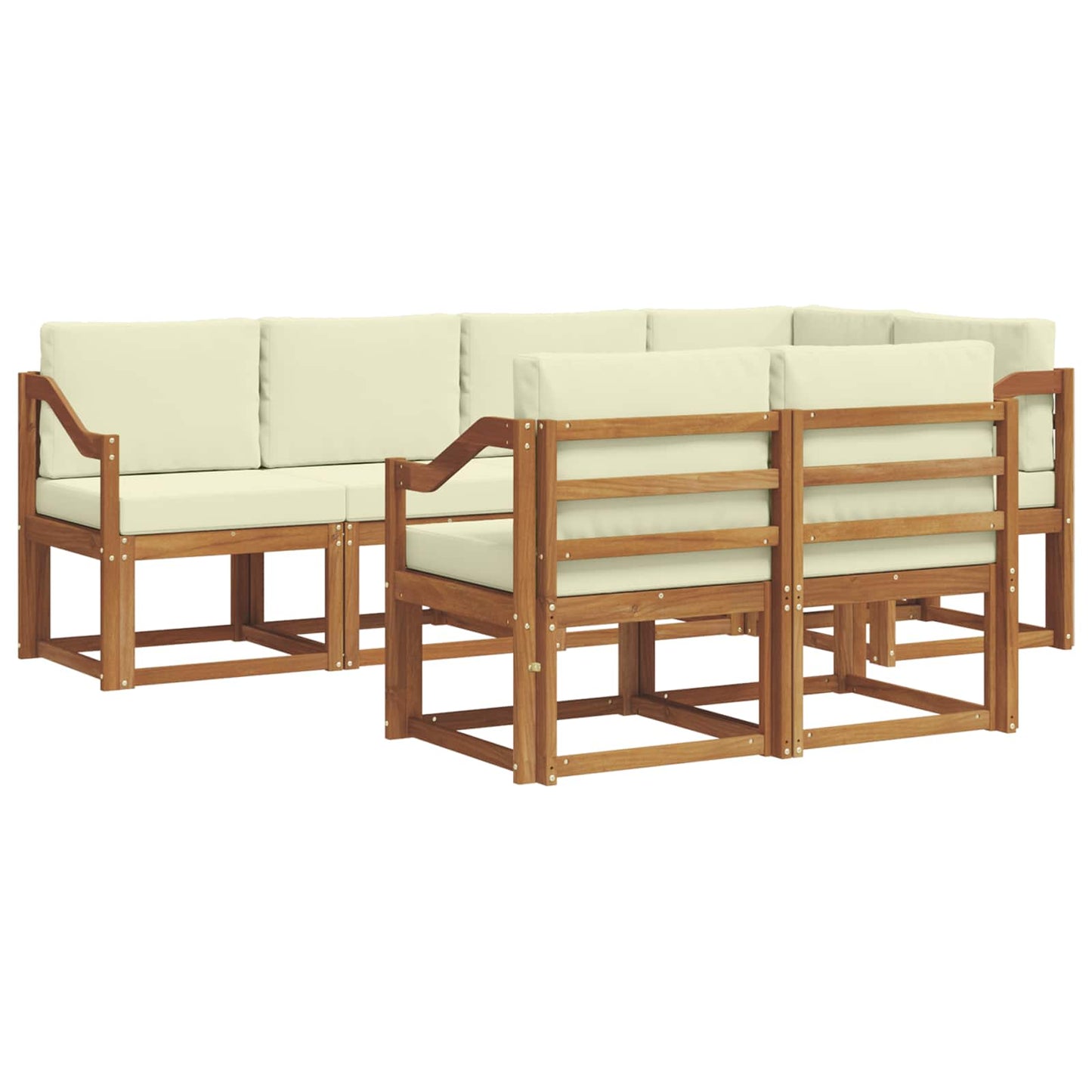 vidaXL Σειρά Καναπέ Εξωτερικού με μαξιλάρι 7 pcs Φυσικό και Κρέμα