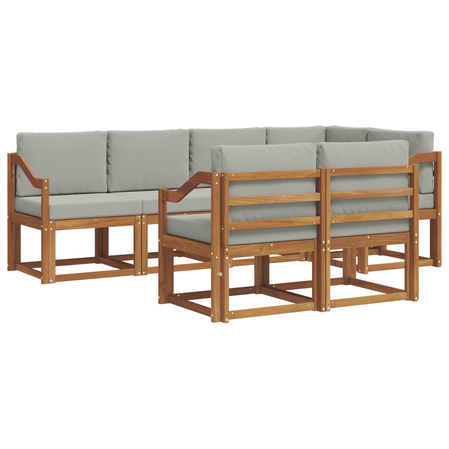 vidaXL Σειρά Καναπέ Εξωτερικού 7 pcs Φυσικό και Ανοιχτό Γκρι