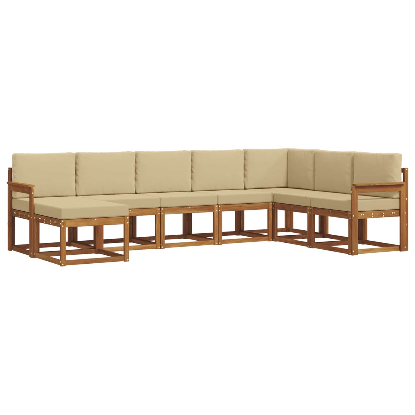 vidaXL Σειρά Καναπέ Εξωτερικού με μαξιλάρι 8 pcs Φυσικό και Μπεζ