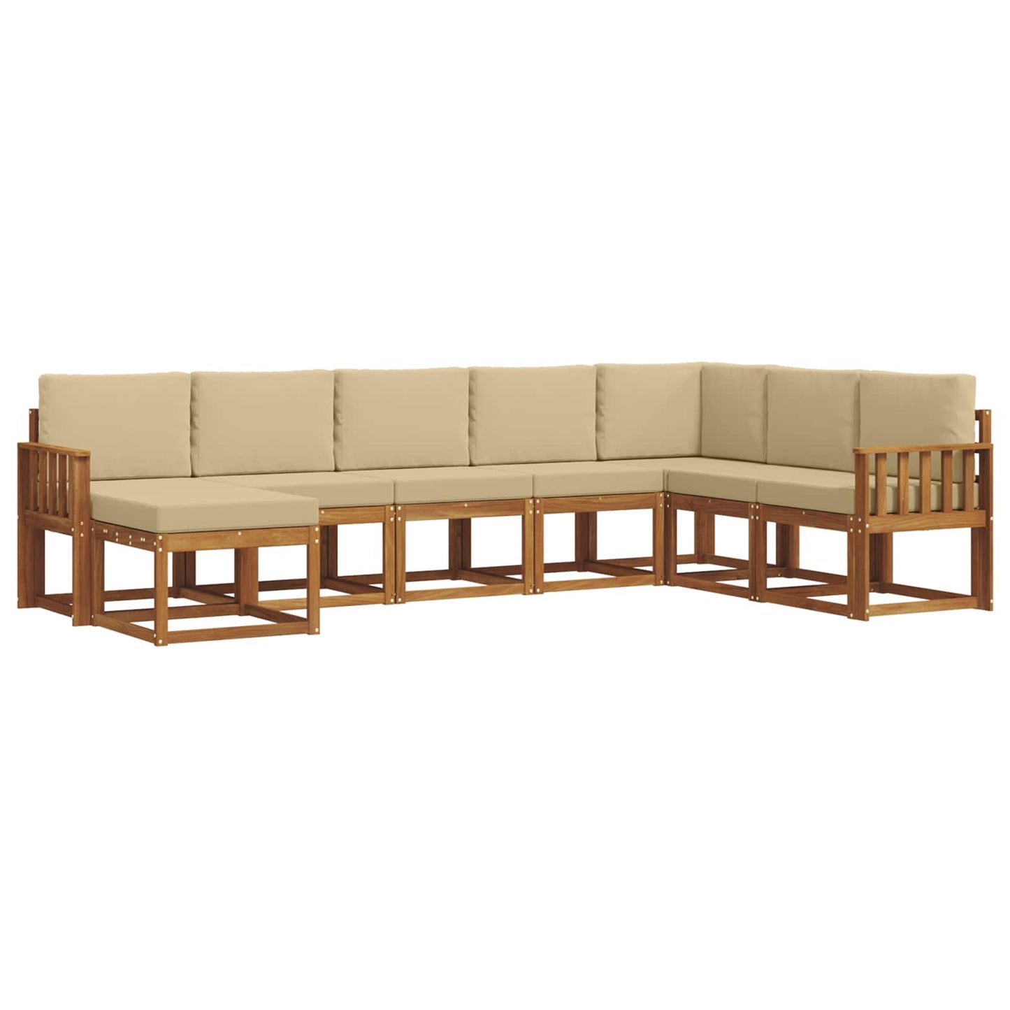vidaXL Σειρά Καναπέ Εξωτερικού με μαξιλάρι 8 pcs Φυσικό και Μπεζ