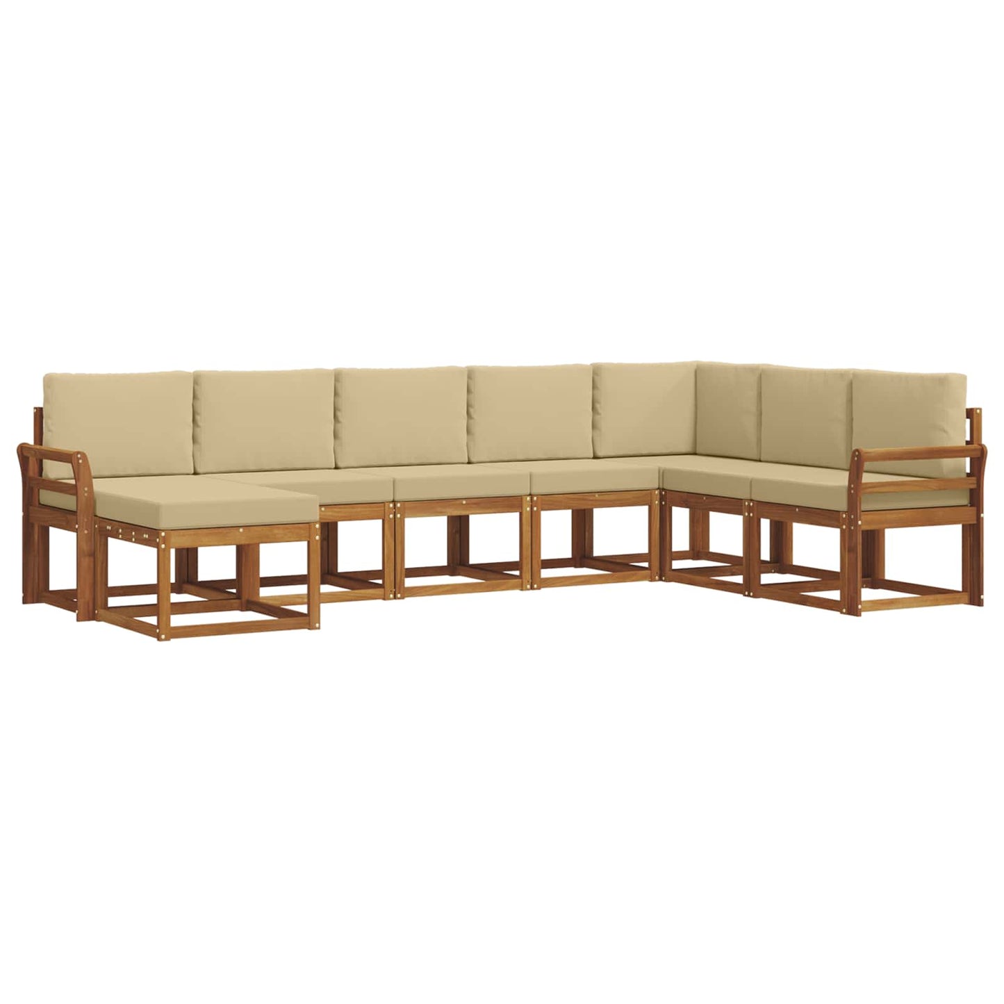 vidaXL Σειρά Καναπέ Εξωτερικού με μαξιλάρι 8 pcs Φυσικό και Μπεζ