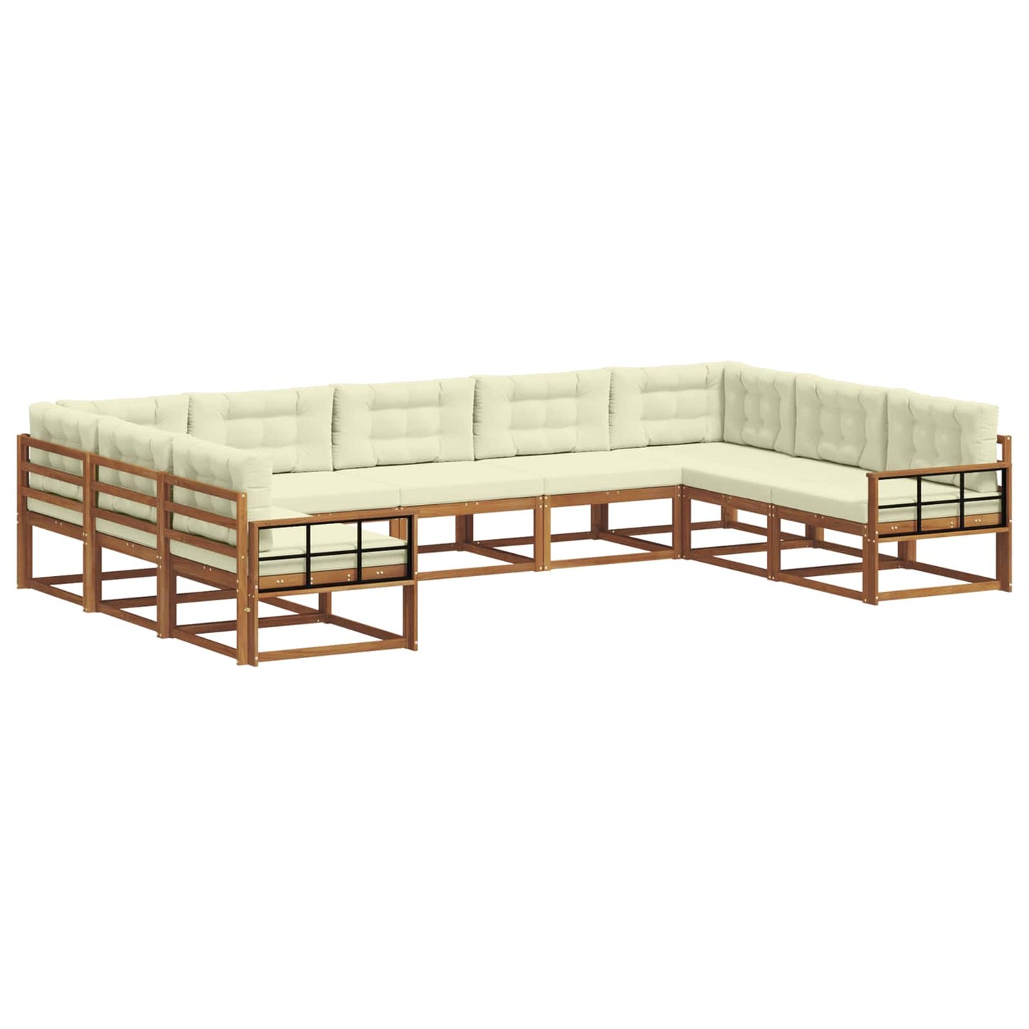 vidaXL Σειρά Καναπέ Εξωτερικού με μαξιλάρι 9 pcs Φυσικό και Κρέμα