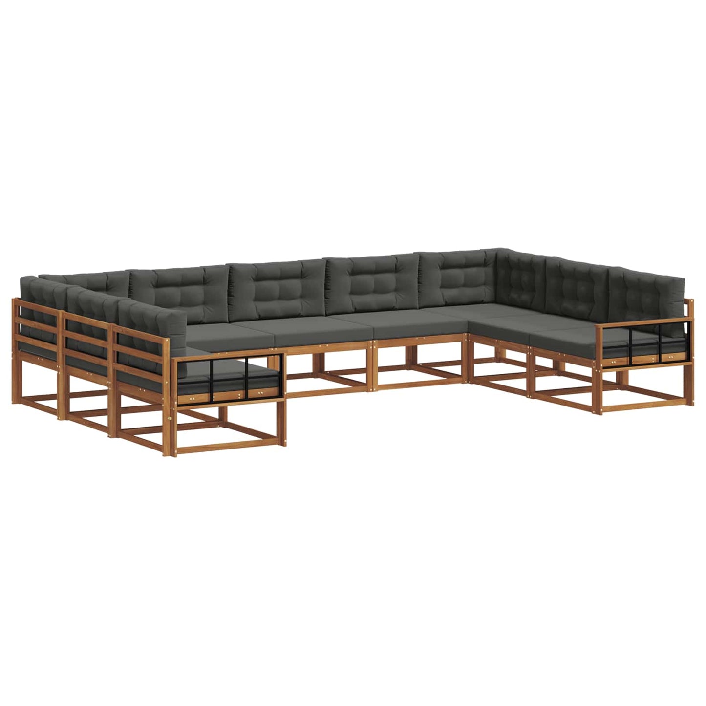 vidaXL Σειρά Καναπέ Εξωτερικού με μαξιλάρι 9 pcs Φυσικό και Ανθρακί