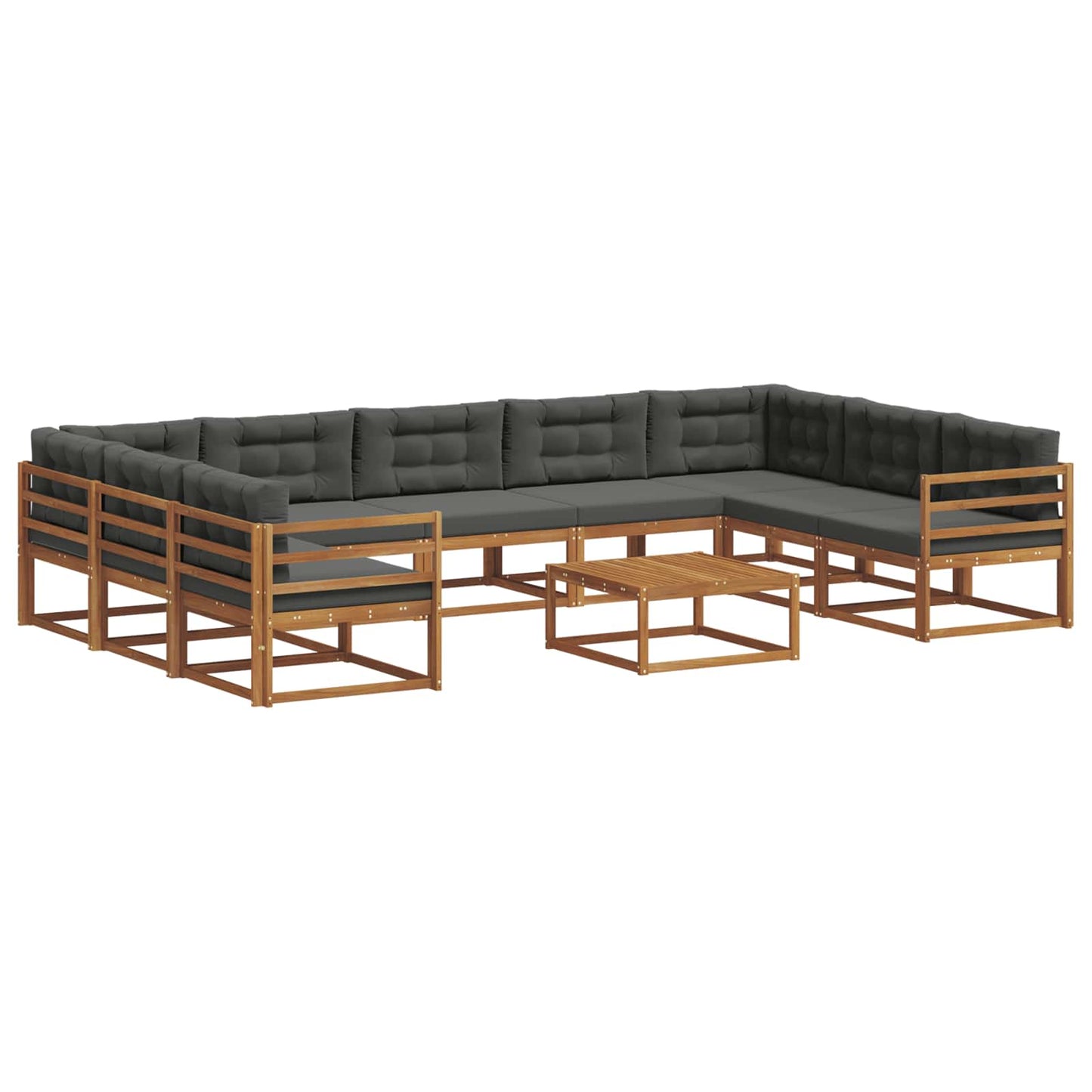 vidaXL Σειρά Καναπέ Εξωτερικού με μαξιλάρι 10 pcs Φυσικό και Ανθρακί