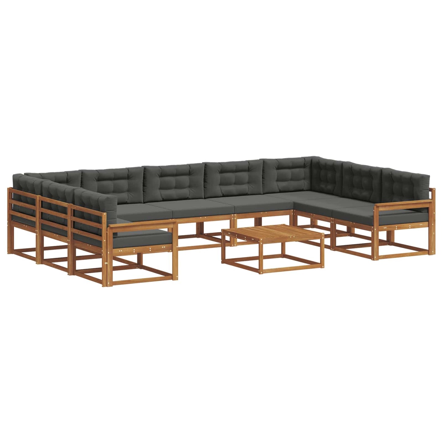 vidaXL Σειρά Καναπέ Εξωτερικού με μαξιλάρι 10 pcs Φυσικό και Ανθρακί