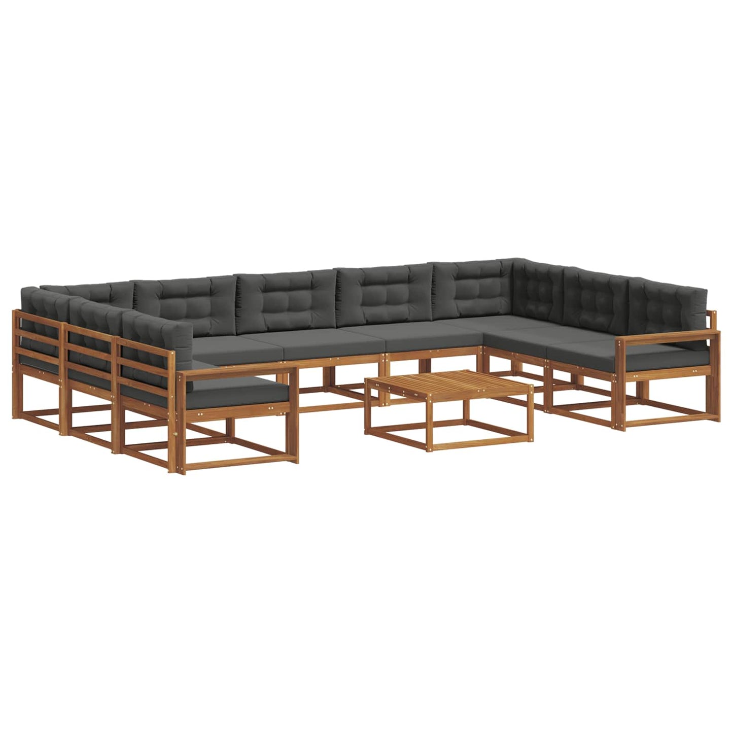 vidaXL Σειρά Καναπέ Εξωτερικού με μαξιλάρι 10 pcs Φυσικό και Ανθρακί