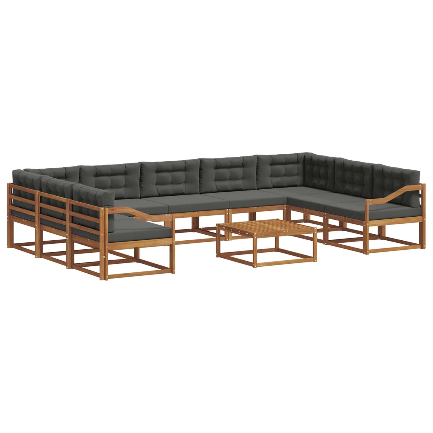 vidaXL Σειρά Καναπέ Εξωτερικού με μαξιλάρι 10 pcs Φυσικό και Ανθρακί