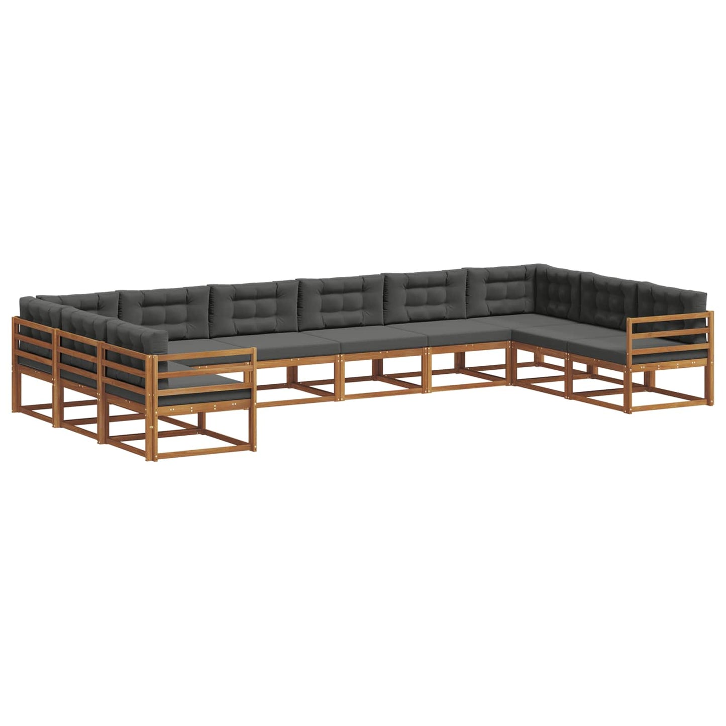 vidaXL Σειρά Καναπέ Εξωτερικού με μαξιλάρι 10 pcs Φυσικό και Ανθρακί