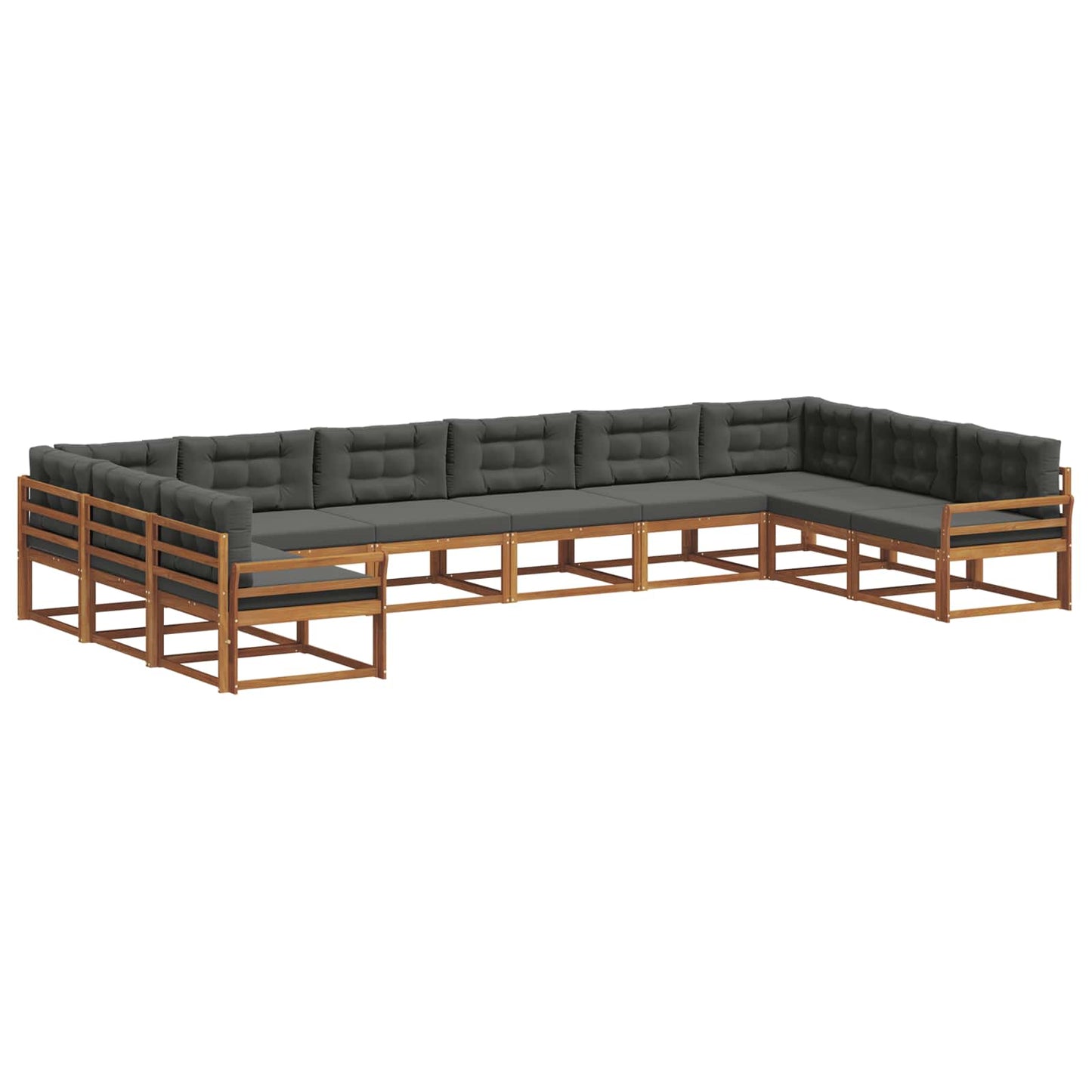 vidaXL Σειρά Καναπέ Εξωτερικού με μαξιλάρι 10 pcs Φυσικό και Ανθρακί
