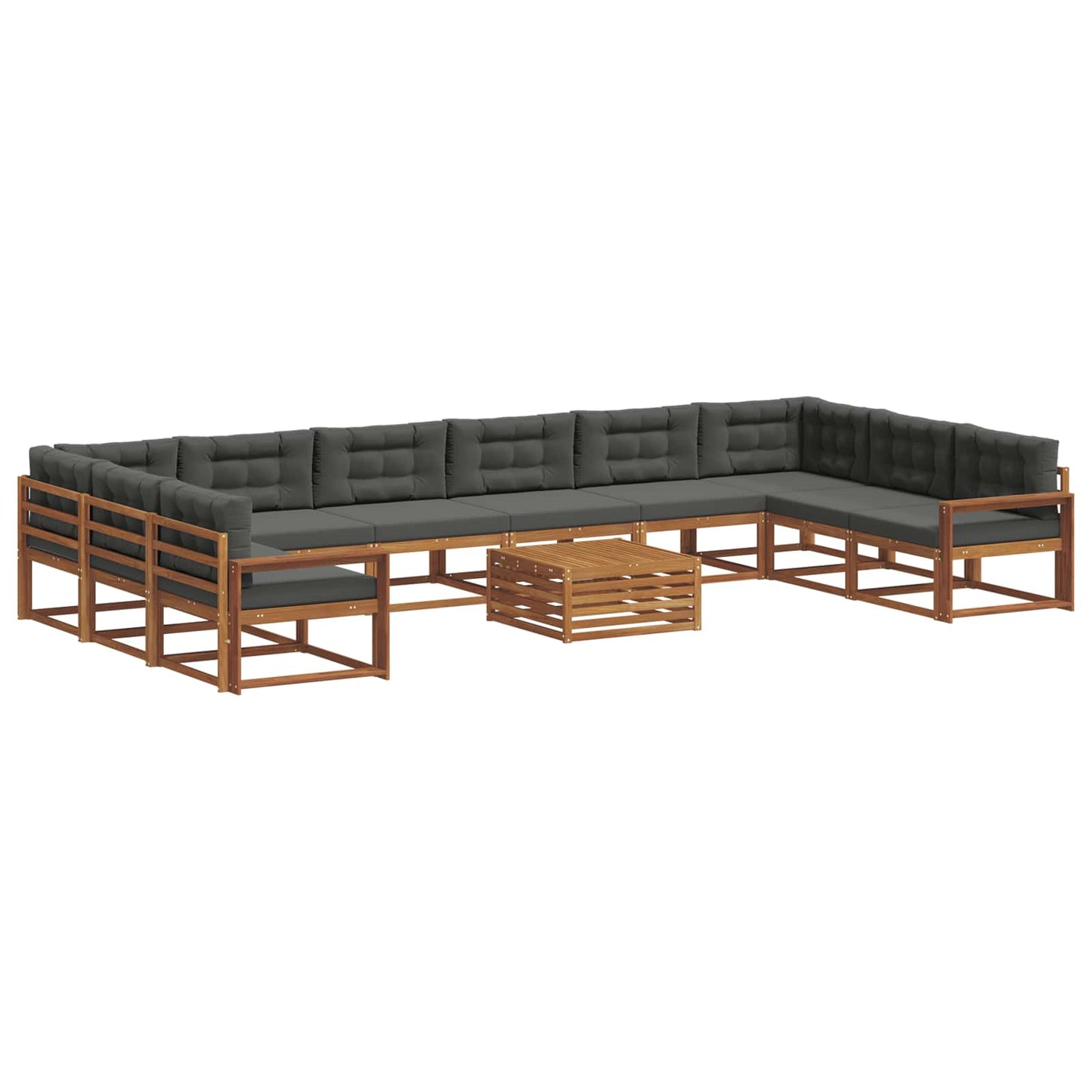 vidaXL Σειρά Καναπέ Εξωτερικού με μαξιλάρι 11 pcs Φυσικό και Ανθρακί