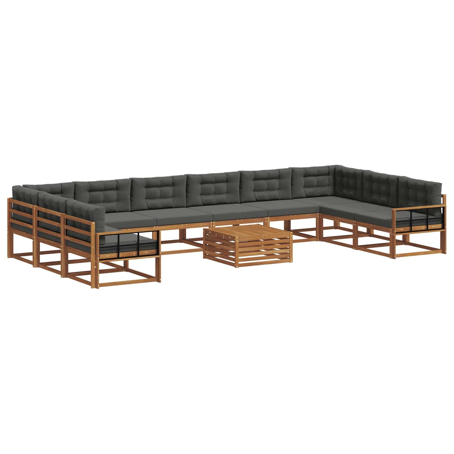 vidaXL Σειρά Καναπέ Εξωτερικού με μαξιλάρι 11 pcs Φυσικό και Ανθρακί