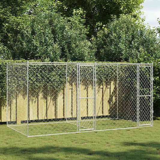 vidaXL Κλουβί σκύλου Ασημί 400 x 200 x 200 εκ. Επικαλυμμένος Χάλυβας
