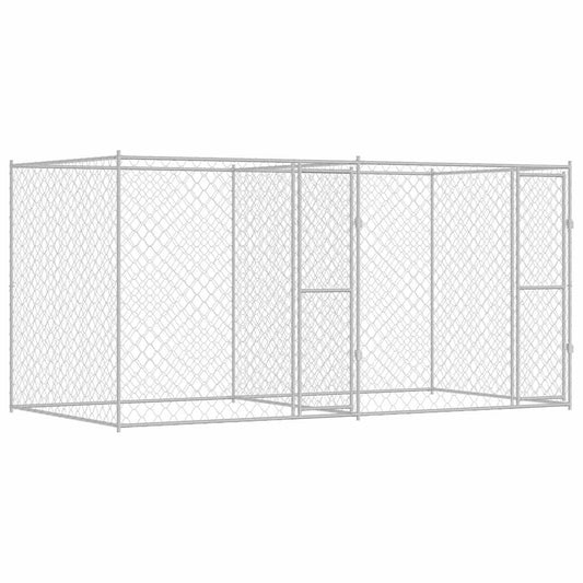 vidaXL Κλουβί σκύλου Ασημί 400 x 200 x 200 εκ. Επικαλυμμένος Χάλυβας