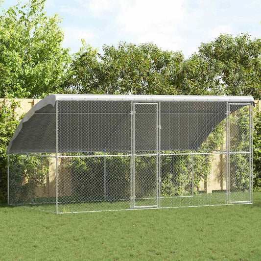 vidaXL Κλουβί για κότες Ασημί 400 x 200 x 198.5 εκ