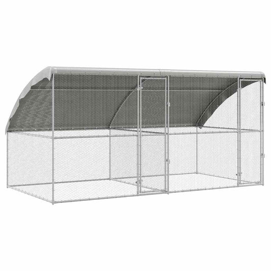 vidaXL Κλουβί για κότες Ασημί 400 x 200 x 198.5 εκ