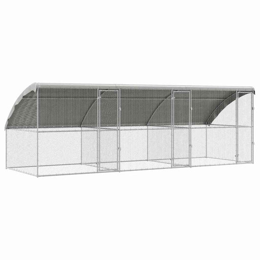 vidaXL Κλουβί για κότες Ασημί 600 x 200 x 198.5 εκ