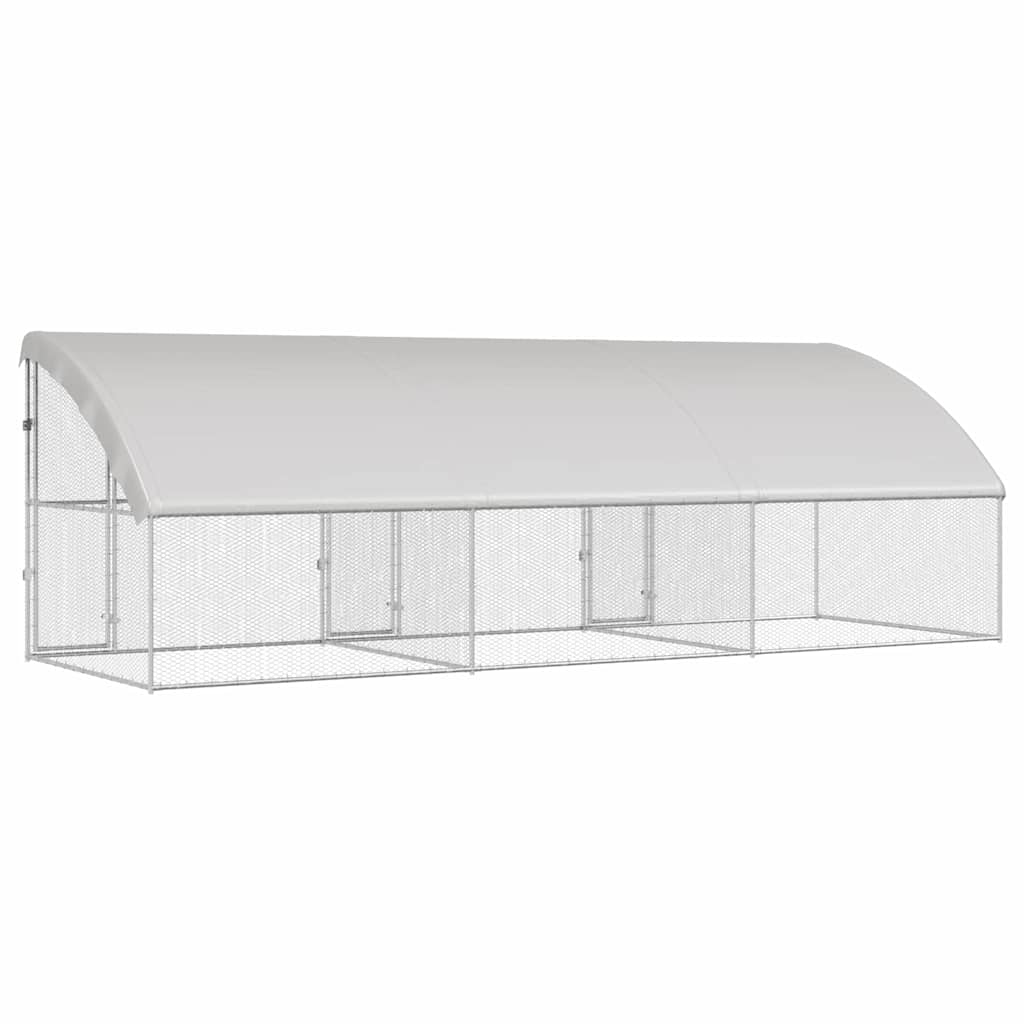 vidaXL Κλουβί για κότες Ασημί 600 x 200 x 198.5 εκ