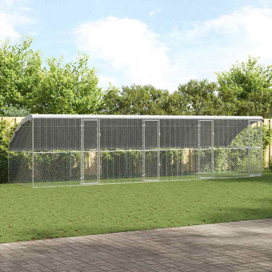 vidaXL Κλουβί για κότες Ασημί 800 x 200 x 198.5 εκ